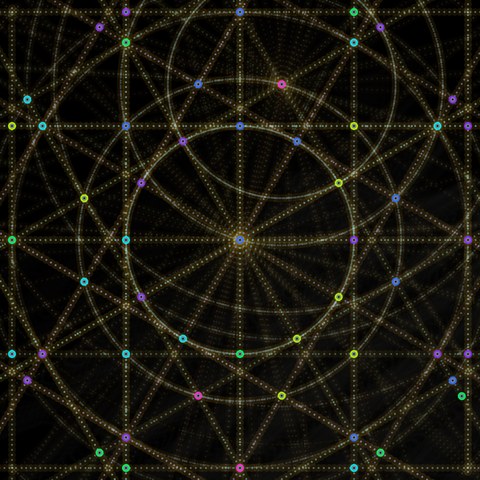 Tidal Geometries: gold orbital ring-lattices and stippled linework on black